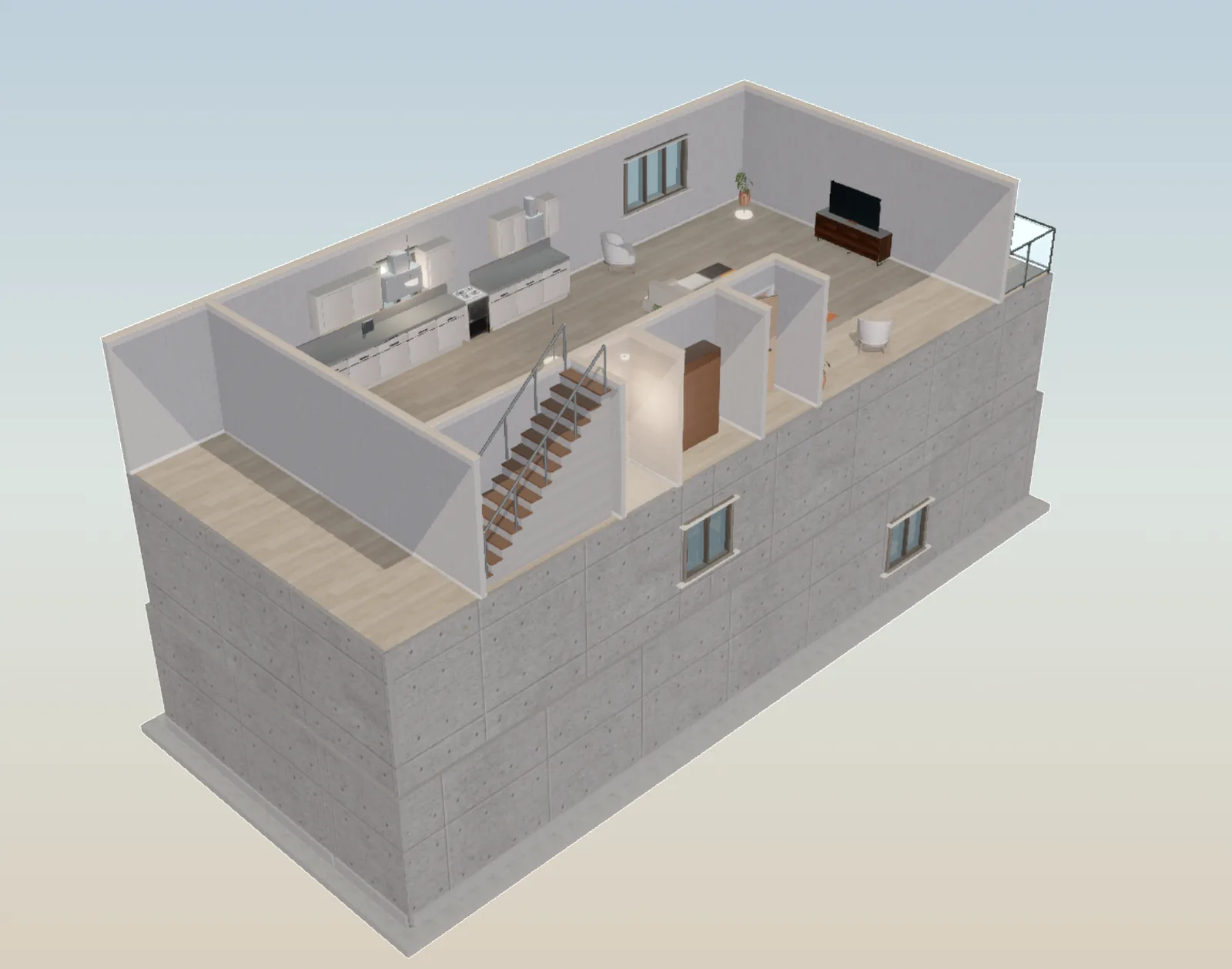 3D cutaway of the generated plan