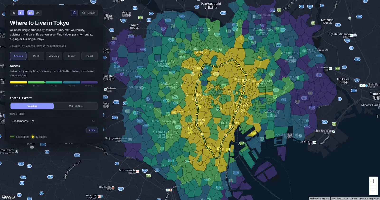 Where to Live in Tokyo — neighborhood map